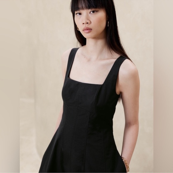 NWT! Banana Republic Black Natalia Square-Neck Midi Dress  - 16 Tall 🌟 - Picture 5 of 8